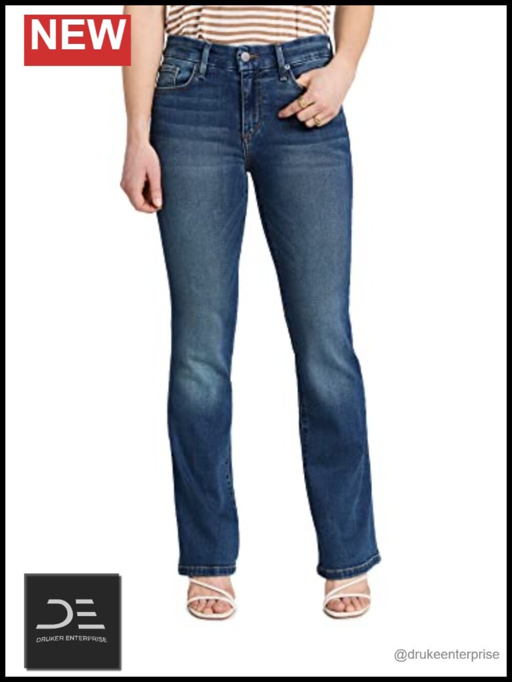 Women's Petite Bootcut Jeans Mid Rise Stretch Denim 5-Pocket